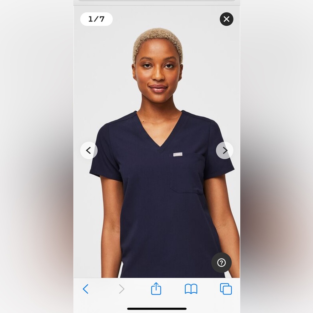 FIGS Technical Collection Catarina One Pocket Scrub Top in Navy.